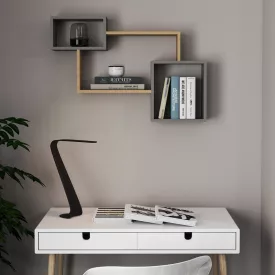   Wall shelf Beldra pakoworld in natural-cement grey color 84x15x57.8cm