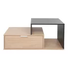 Coffee table Vople pakoworld in natural-dark grey color 90x50x40cm