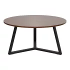 Coffee table Berton pakoworld in walnut color and black metal D80x40cm