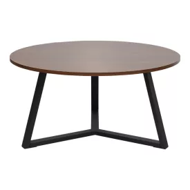   Coffee table Berton pakoworld in walnut color and black metal D80x40cm