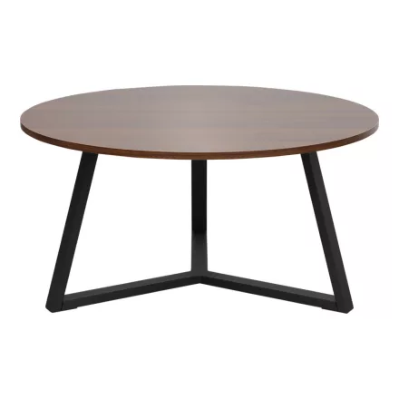 Coffee table Berton pakoworld in walnut color and black metal D80x40cm