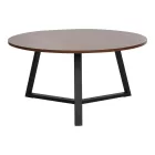 Coffee table Berton pakoworld in walnut color and black metal D80x40cm