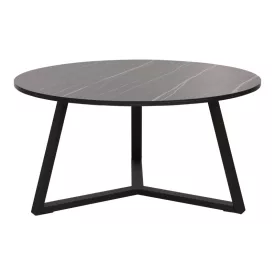   Coffee table Berton pakoworld in marble look and black metal D80x40cm