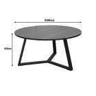 Coffee table Berton pakoworld in marble look and black metal D80x40cm
