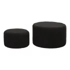 Stool - Pouf Gabello pakoworld boucle fabric in black color D44x26.5cm