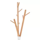 Coat Stand Sigar pakoworld metal-wood in white-natural color 49x51x187cm