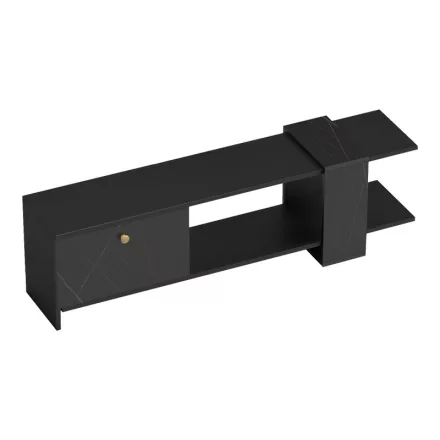 Standi pakoworld TV cabinet in black-black marble shade 120x25x36.8cm