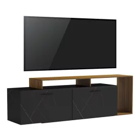   Tobler pakoworld TV cabinet in walnut color with black marble 170x40x53cm