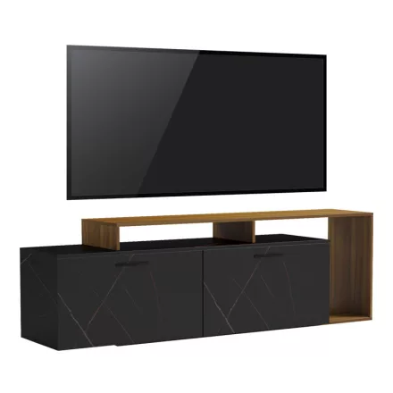 Tobler pakoworld TV cabinet in walnut color with black marble 170x40x53cm