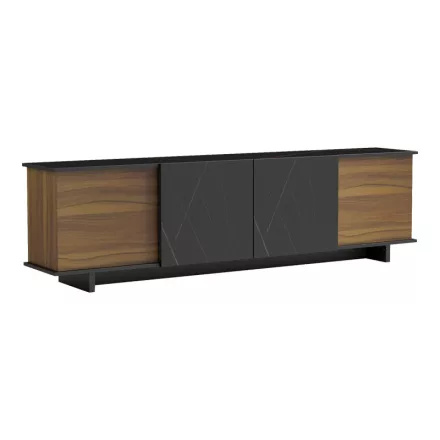 Zafore pakoworld sideboard in walnut color with black marble 180x33x50cm