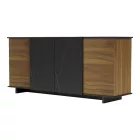 Zafore pakoworld sideboard in walnut color with black marble 180x45x80cm