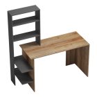 Bivoro work desk with pakoworld shelf in oak-gray shade 140χ55x150cm