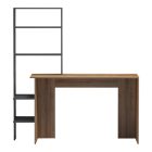 Bivoro work desk with pakoworld shelf in oak-gray shade 140χ55x150cm