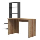 Bivoro work desk with pakoworld shelf in oak-gray shade 140χ55x150cm