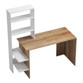   Bivoro work desk with pakoworld shelf in oak-white shade 140x55x150cm