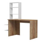 Bivoro work desk with pakoworld shelf in oak-white shade 140x55x150cm