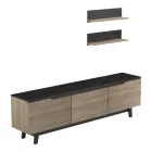 Kasia pakoworld living room set in black marble-sonoma shade 180x35x48.5cm