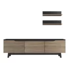 Kasia pakoworld living room set in black marble-sonoma shade 180x35x48.5cm