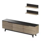 Kasia pakoworld living room set in black marble-sonoma shade 180x35x48.5cm