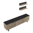 Kasia pakoworld living room set in black marble-sonoma shade 180x35x48.5cm