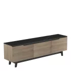 Kasandra pakoworld TV cabinet in black marble-sonoma shade 180x35x48.5cm