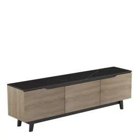   Kasandra pakoworld TV cabinet in black marble-sonoma shade 180x35x48.5cm