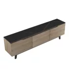 Kasandra pakoworld TV cabinet in black marble-sonoma shade 180x35x48.5cm