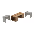 Morfi pakoworld polymorphic coffee table 3pcs in oak-beige marble shade 105x45x37cm