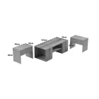 Morfi pakoworld polymorphic coffee table 3pcs in oak-beige marble shade 105x45x37cm