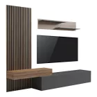 Litende pakoworld living room set in anthracite-oak shade 249.4x42.2x199.5cm