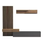 Litende pakoworld living room set in anthracite-oak shade 249.4x42.2x199.5cm