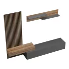 Litende pakoworld living room set in anthracite-oak shade 249.4x42.2x199.5cm