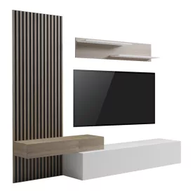   Litende pakoworld living room set in white-sonoma shade 249.4x42.2x199.5cm