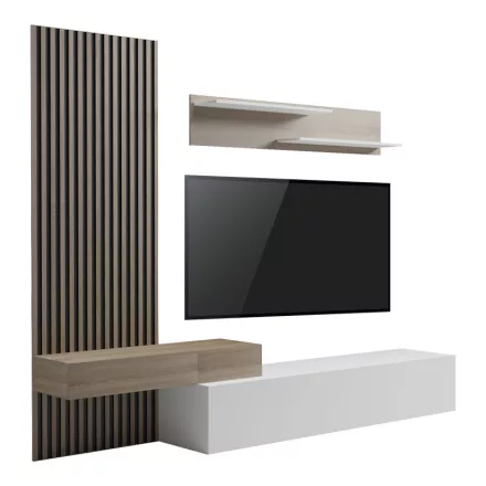 Litende pakoworld living room set in white-sonoma shade 249.4x42.2x199.5cm