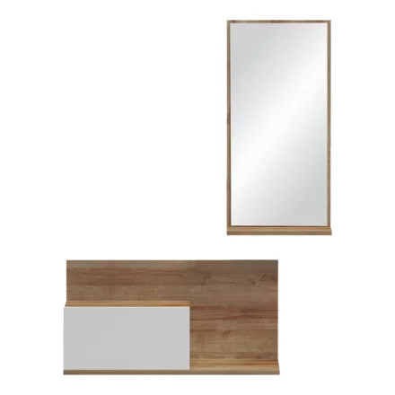 Miranda pakoworld entrance furniture with mirror in white-oak shade 60x30x89.5cm