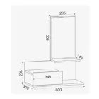 Miranda pakoworld entrance furniture with mirror in white-oak shade 60x30x89.5cm