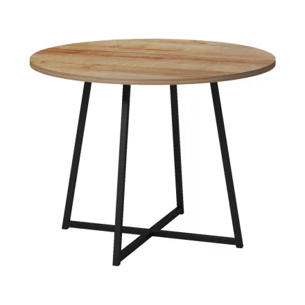 Sarah I table pakoworld in oak shade with black metal legs D100x76cm
