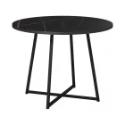 Sarah I table pakoworld in black marble with black metal legs D100x76cm