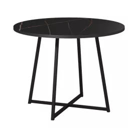  Sarah I table pakoworld in black marble with black metal legs D100x76cm