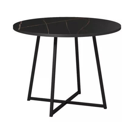 Sarah I table pakoworld in black marble with black metal legs D100x76cm