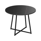 Sarah I table pakoworld in black marble with black metal legs D100x76cm