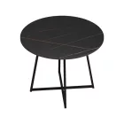 Sarah I table pakoworld in black marble with black metal legs D100x76cm