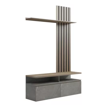 Perlento pakoworld living room set in beige marble look and sonoma color 140x41x219.5cm