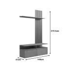 Perlento pakoworld living room set in beige marble look and sonoma color 140x41x219.5cm