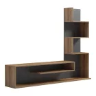 Cazenda pakoworld tv unit with bookcase in oak and dark grey color 160x29x126cm