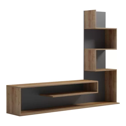 Cazenda pakoworld tv unit with bookcase in oak and dark grey color 160x29x126cm