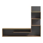 Cazenda pakoworld tv unit with bookcase in oak and dark grey color 160x29x126cm