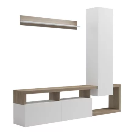 Leganto pakoworld living room set in sonoma and white color 220.5x35x197.5cm