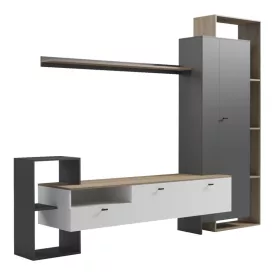   Ferefia pakoworld living room set in sonoma and white and dark grey color 240x45.5x189.5cm