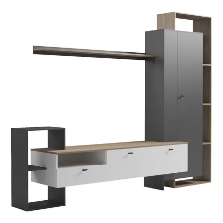 Ferefia pakoworld living room set in sonoma and white and dark grey color 240x45.5x189.5cm